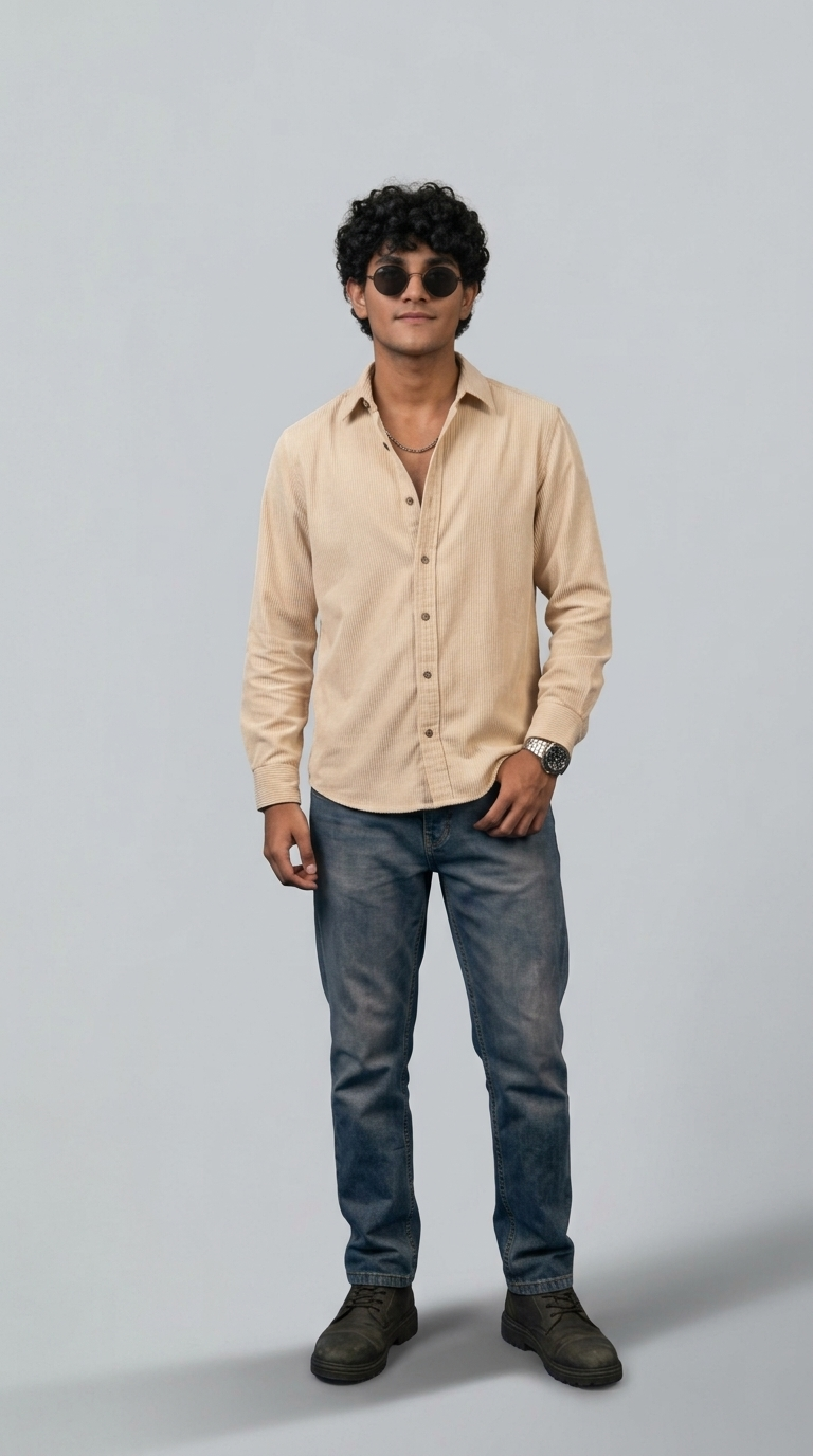 WHITE CORDUROY SHIRT