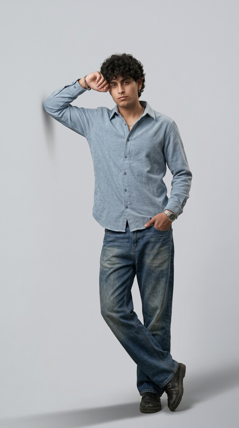 SKY BLUE CORDUROY SHIRT