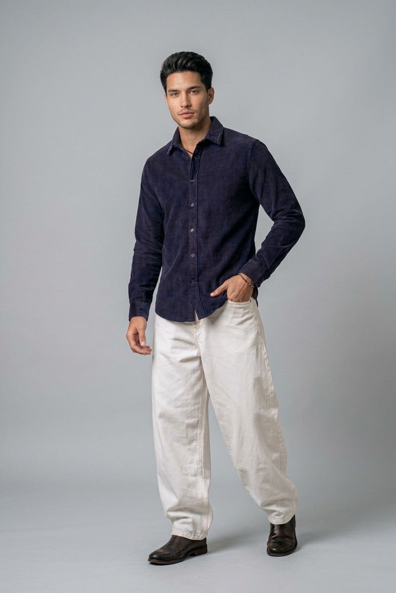 NAVY BLUE CORDUROY SHIRT